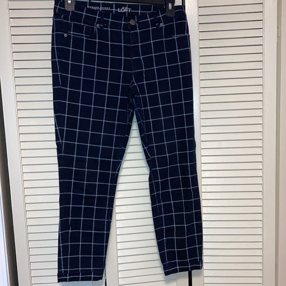 Cute. Comfortable. Indigo Blue jeans with white plaid…so fun!